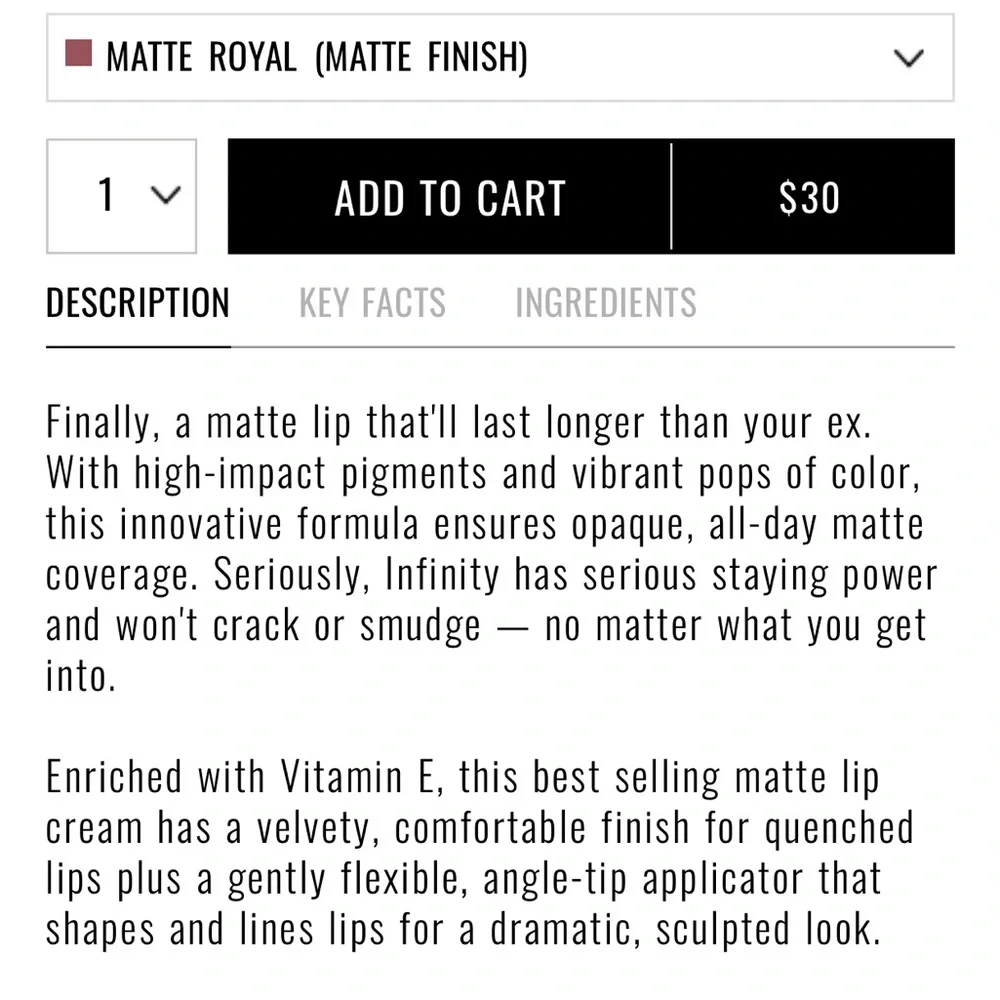 Il Makiage infinity long wear matte lip cream.